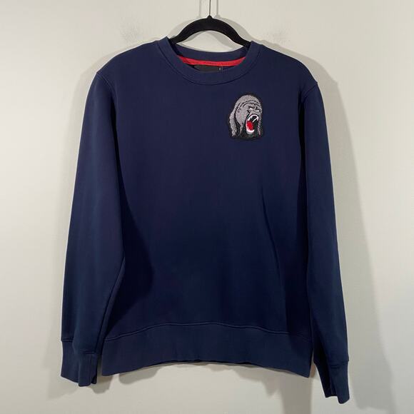 Boxraw Men's Navy Gorilla Patch Pullover Sweatshirt Size L - Picture 1 of 11